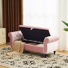 CAVINAS Modern Oval Storage Ottoman Bench, Velvet Multifunctional Storage Rectangular Ottoman Bench with 1 Pillow - 2 of 4