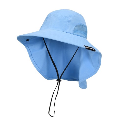 Tirrinia Safari Sun Hats for Women Fishing Hiking Cap with Neck Flap Wide Brim Hat, Blue