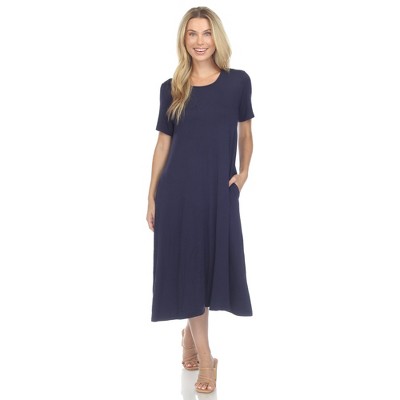 White Mark Women's Short Sleeve Midi Dress