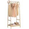 21.5" Bamboo Clothing Rack with Storage Shelf. Freestanding, heavy-duty for clothes, coats, skirts, shoes - 2 of 4