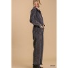 Slickblue Women’s Stone Wash Wide-Leg Distressed Jumpsuit, Button-Down Front, Side Pockets, Edgy Look, S-L, Black - 3 of 4