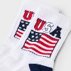Women's Ribbed Cushioned USA Flag Short Crew Socks - White/Blue/Red 4-10: Recycled Polyester, Banded Cuff, Cushioned Sole - 3 of 3