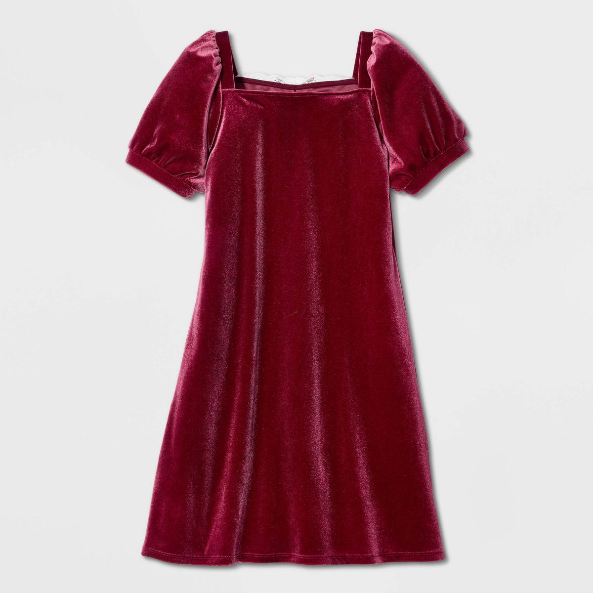 Girls' Short Sleeve Square Neck Velvet Dress - Cat & Jack™ - thumbnail 3