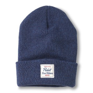 Adult Pabst Blue Ribbon Beer Patch Terrain Knit Cuff Beanie - 1 of 2