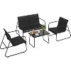 homfan 4 Piece Patio Conversation Set,Outdoor Conversation Set w/ Chairs and Glass Top Coffee Table,One Love Seat,Two Single Chairs and One Table - 2 of 4