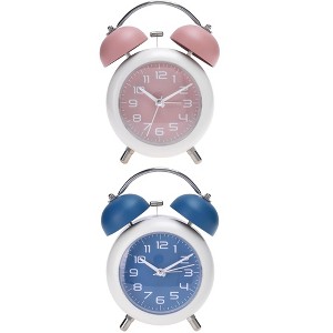 REGALWOVEN 2 Pcs Old Fashioned Battery-Powered Metal Night Light Alarm Clock 5.9 x 4.3 x 2 Inches - 1 of 4