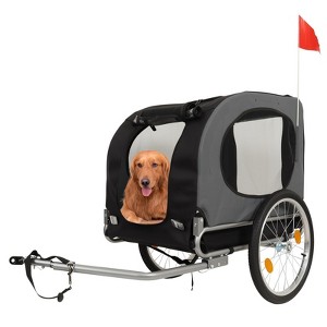 Dog Bike Trailer, 88LBS Dog Cart for Bicycle, Pet Cart Bicycle Carrier for Small and Medium Pets,Easy Folding Cart Frame, Quick Release Wheel - 1 of 4