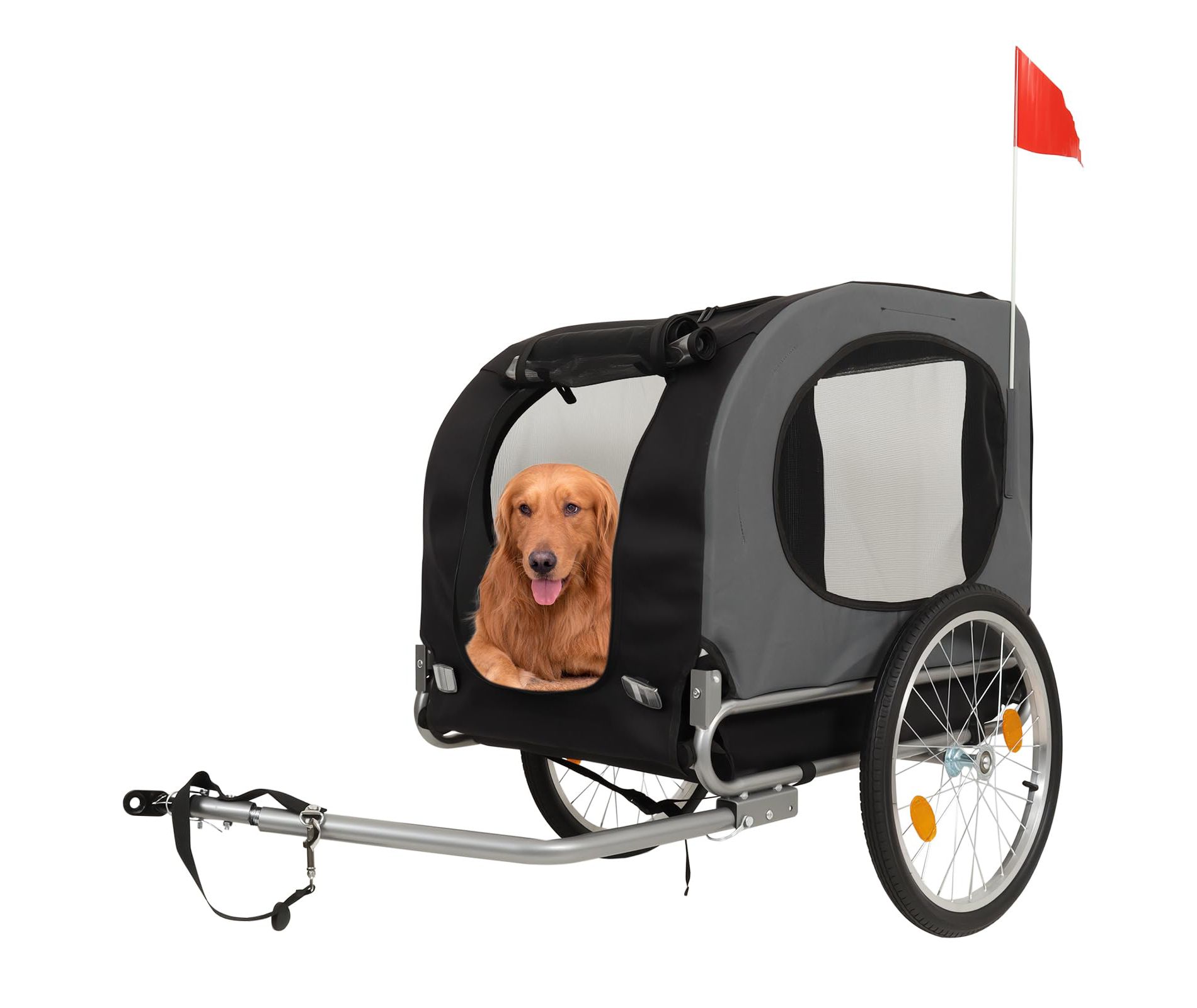 Dog Bike Trailer, 88LBS Dog Cart for Bicycle, Pet Cart Bicycle Carrier for Small and Medium Pets,Easy Folding Cart Frame, Quick Release Wheel, Gray
