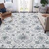 Washable Vintage Floral Print Living Room Rugs, Retro Accent Non Slip Large Carpet for Bedroom Home Office - 3 of 4