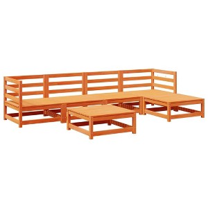 vidaXL Garden Sofa Set Solid Pine Wood Large - Wax Brown No Cushion - 1 of 4