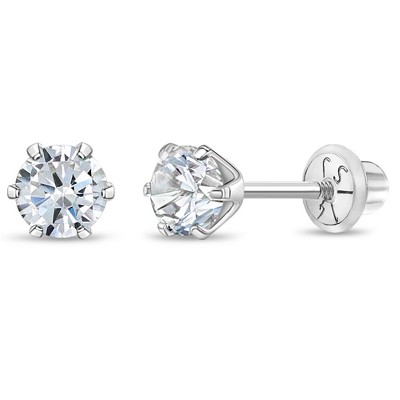 Girl's Classic Solitaire Screw Back 14k Gold Earrings - In Season ...