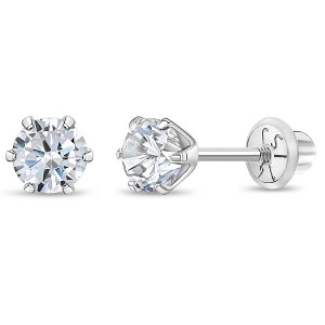 Girl's Classic Solitaire Screw Back 14k Gold Earrings - In Season Jewelry - 1 of 4