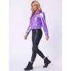 INSPIRE CHIC Women's Holographic Shiny Long Sleeve Metallic Zip Front Track Jacket - image 3 of 4