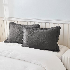 Marcielo 2Pcs 100% Cotton Embroidered Quilted Pillow Shams - 1 of 4