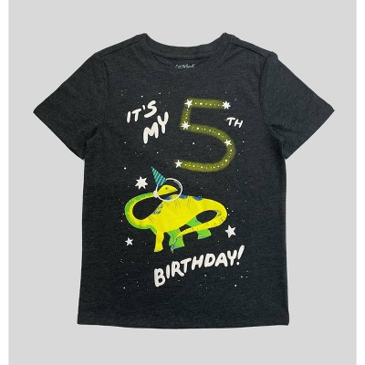 Boys' Short Sleeve 5th Birthday Graphic T-Shirt - Cat & Jack™ Charcoal Gray