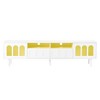 Cream TV Stand with LED Light, 80'' TV Fit, 5 Wood Legs, Textured Glass Door Storage, White - 2 of 4