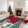 Christmas Living Room Rug Non Slip Washable Area Rugs Low Pile Stain-Resistant Snowflake Festive Carpet for Bedroom Dining Room Red - 2 of 4