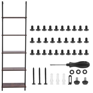 VEVOR Ladder Shelf, 5-Tier Bookshelf 17.3x11.8in, Open Wall-Mounted Ladder Shelf with Metal Frame,Storage Rack Sundries Holder, Black - 1 of 4