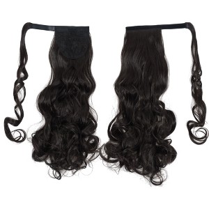 Alilang 22 Inch Long Curly Wrap Around Ponytail for Women Clip in Ponytail Hair Extensions Synthetic Brown Hair Pony Tails Hairpieces - 1 of 4