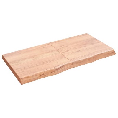 vidaXL Wall Shelf Light Brown 47.2 in.x23.6 in.x(0.8 in.-2.4 in.) Treated Solid Wood Oak