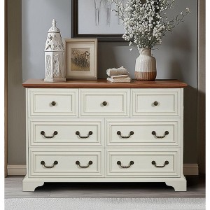 NicBex Antique Bedroom Dressers with Drawers,Chest of Drawers for Bedroom,Wooden Dresser with Retro Handle Ring - 1 of 4
