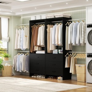 Aheaplus Set of 2 Closet System with 6 Drawers and 6 Hanging Rods, Adjustable Clothes Organizer - 1 of 4