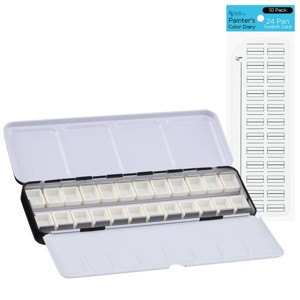 New York Central Watercolor Palette - 24 Empty Half Pans Boxes and Palette with 10 Watercolor Swatch Cards - 1 of 4