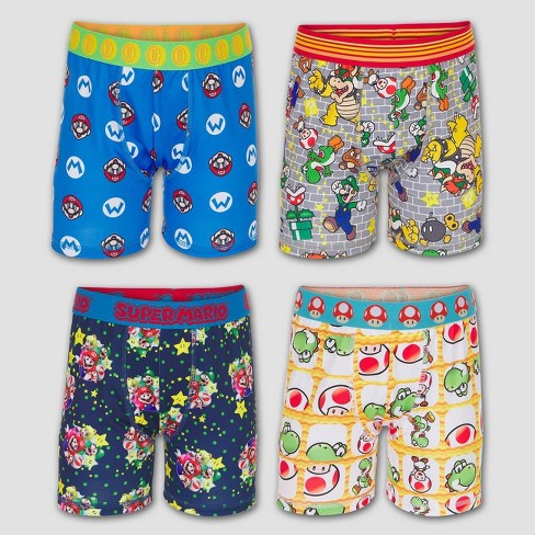 Mario Cart Boys Underwear, 6 Pack Boxer Briefs Sizes 4 - 10 