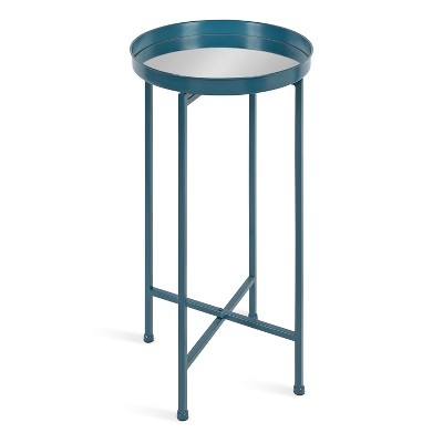 Kate and Laurel Celia Round Metal Tea Table, 14x14x25.75, Teal