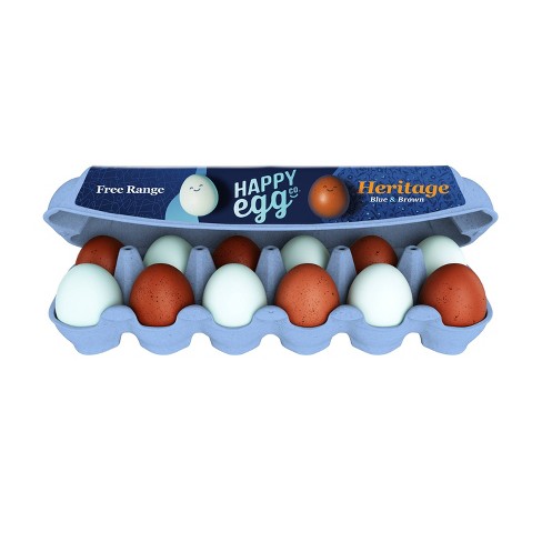 Happy Egg Co. Free Range Heritage Breed Brown And Blue Eggs - 28oz/12ct ...