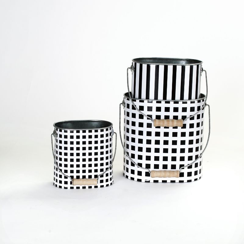 The Lakeside Collection Decorative Metal Buckets with Carrying Handles - Set of 3, 2 of 8