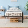 Garvee Twin/Queen Metal Bed Frame w/Headboard and Footboard, Iron-Art Heart Design, No Box Spring Needed, Underbed Storage, Blac - 3 of 4
