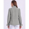 INSPIRE CHIC Women's Gingham Ruffle V Neck Button Front Long Sleeve Plaid Blouse - 4 of 4