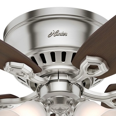 52" Brushed Nickel Low Profile Ceiling Fan with Lights