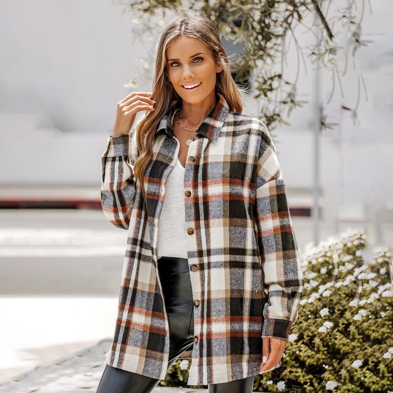 Women's Plaid Button-Front Flannel Shacket - Cupshe, 2 of 7