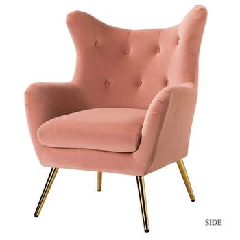Godefroy Upholstery Accent Chair velvet with Wingback | Karat Home-PINK
