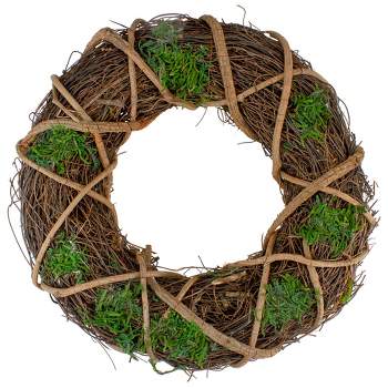 Northlight 13" Green and Brown Moss and Twig Artificial Spring Wreath - Unlit