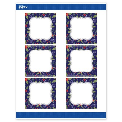 Avery Labels, 3" x 3", Silver-Navy, Matte, 60total