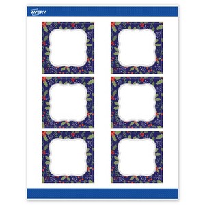 Avery Labels, 3" x 3", Silver-Navy, Matte, 60total - 1 of 4