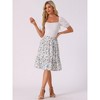 INSPIRE CHIC Women's Ruffle Hem Elastic Waist Flowy A-Line Swing Floral Midi Skirt - 2 of 4