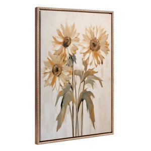 Kate & Laurel All Things Decor 23"x33" Sylvie Beaded Soft Sunflowers Framed Canvas by The Creative Bunch Studio Gold - 1 of 4
