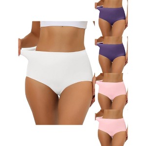 Allegra K Women's Elastic High-Waisted Breathable Unlined No-Show 5 Packs Hipster Underwear - 1 of 4
