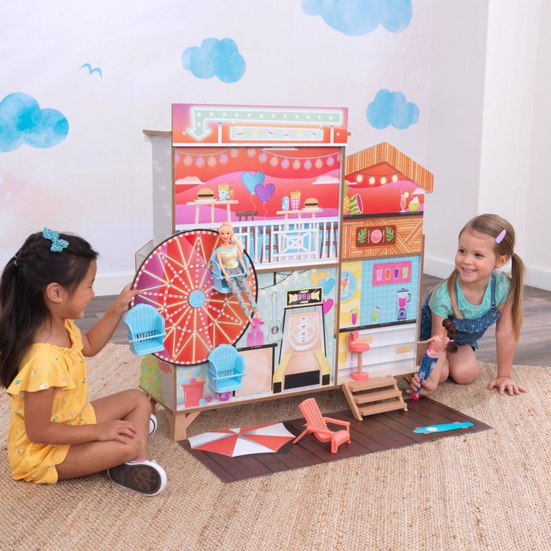 KidKraft Ferris Wheel Fun Beach House Wooden 360-Play Dollhouse with 19 Accessories, 3 of 11