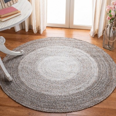 Handwoven Easy Care Brown & Beige Synthetic Braided Rug - 3' Round
