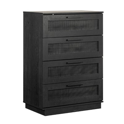 Raven Oak Black Coastal 4-Drawer Vertical Dresser