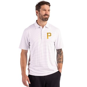 Pittsburgh Pirates Cutter & Buck Forge Epic Confidence Fine Line Stripe Stretch Recycled Mens Polo - 1 of 1