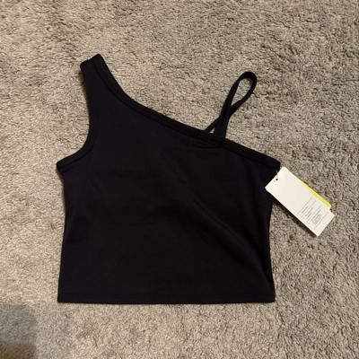 Girls' Asymmetrical Cropped Tank Top - All In Motion™ Black S : Target