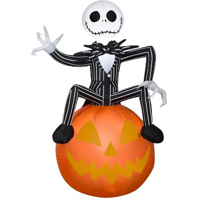 Gemmy Airblown Inflatable Nightmare Before Christmas Jack on Pumpkin Disney, 3.5 ft Tall, Multicolored