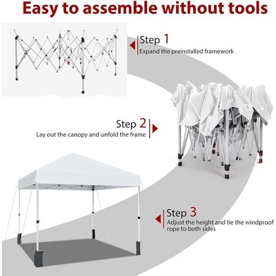 8x8FT White Pop Up Canopy Tent with Wheeled Bag and Sandbags