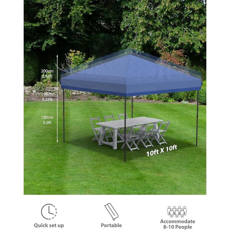 10x10FT Pop Up Canopy, Waterproof & UV Resistant Commercial Instant Craft Fair Canopy Tent, 4 of 7
